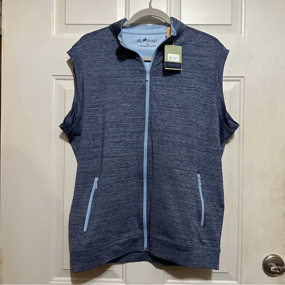 Horn Legend Full Zip Pullover Men‎ L Performance Luxury Lightweight Golf Navy